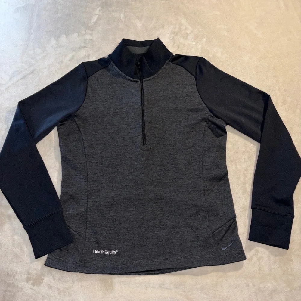 Nike Golf Womens Dri-FIT 1/2 Zip Pullover Grey Black Conqueror HealthEquity L